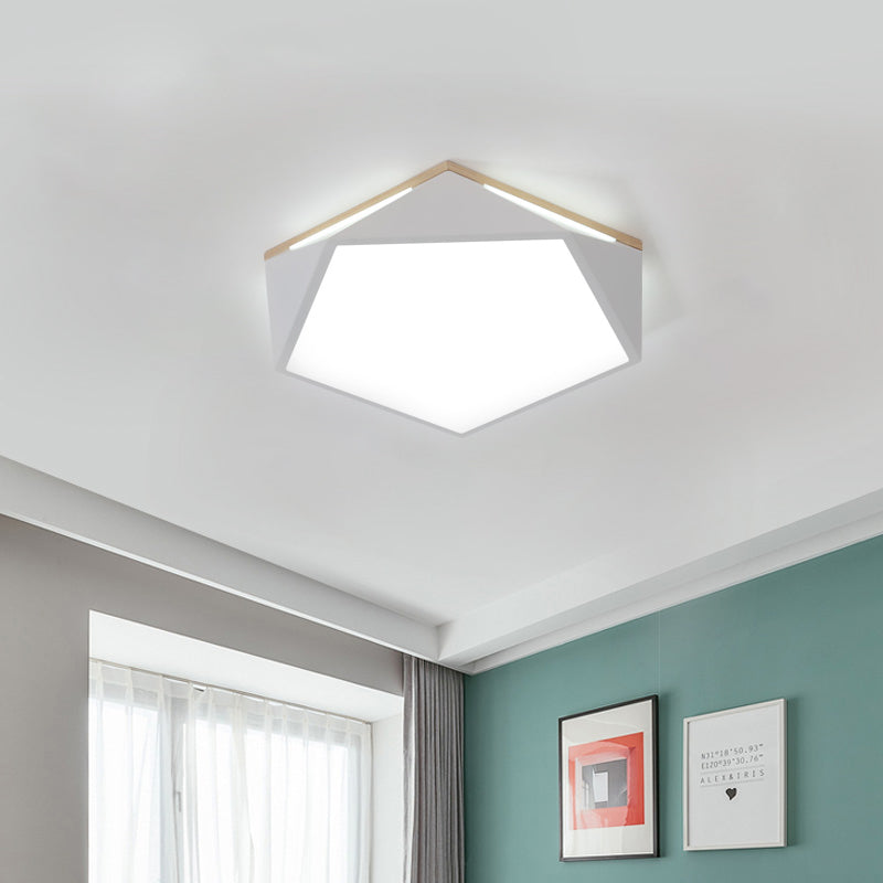 Pentagon Led Flush Mount Lamp In Acrylic White/Blue/Green - 12.5/16.5/20.5 Wide