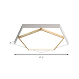 Pentagon Led Flush Mount Lamp In Acrylic Grey/White - 3 Color Options And Sizes Available
