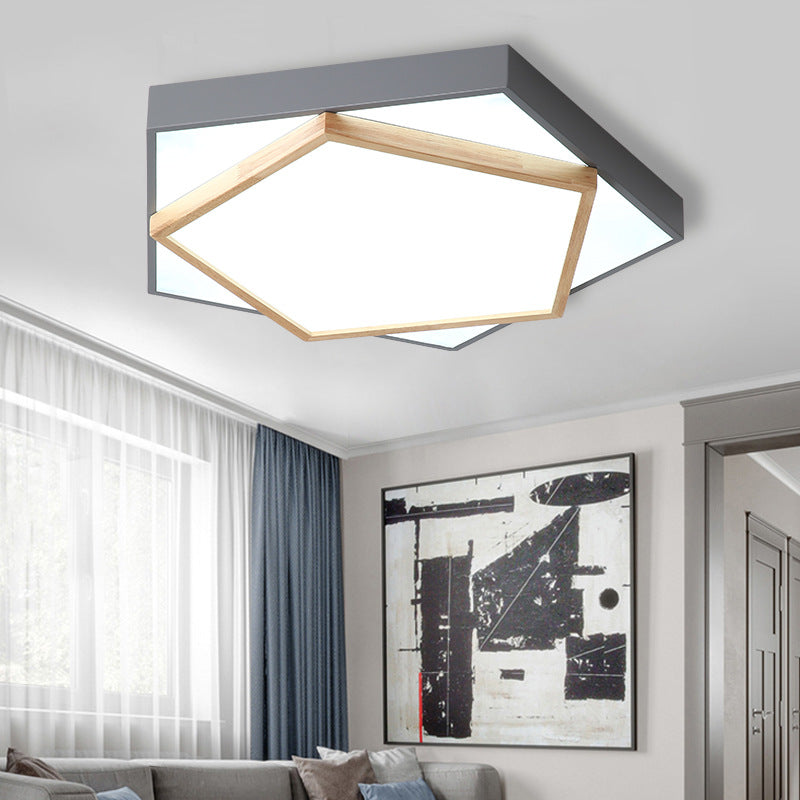 Pentagon Led Flush Mount Lamp In Acrylic Grey/White - 3 Color Options And Sizes Available Grey /