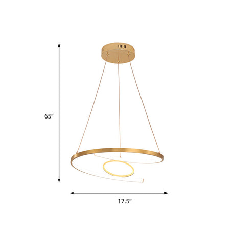 Modern Acrylic Led Gold Hanging Pendant Lamp - 18/23.5 Wide Twist Chandelier White/Warm Light For