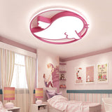 Bird Shaped Led Flushmount Light For Child Bedroom - Blue/Pink Acrylic Ceiling Fixture With Metal