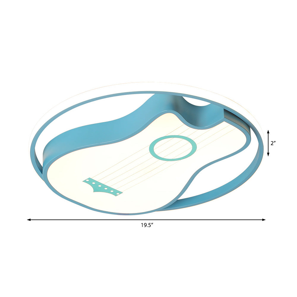 Kids Acrylic Led Bedroom Flush Light With Metal Ring In Warm/White Blue Shade 16’/19.5’ W