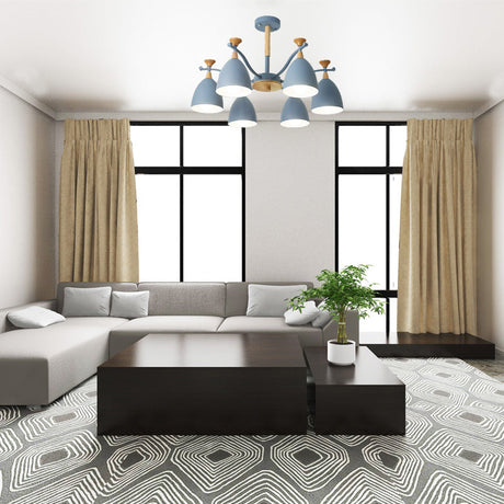 Contemporary Cone Chandelier Pendant Light - Metal 3/6/8 Lights Grey/White/Green Bedroom Lighting