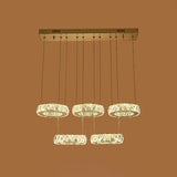 Modern Faceted Crystal Circle Pendant Light With Led Lights And Stainless-Steel Finish