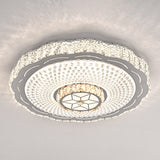 Modern Round Led Crystal Flush Mount Ceiling Light In Stainless Steel - Bedroom Stainless-Steel /