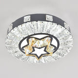 Modern Crystal Led Flush Mount Ceiling Light In Stainless-Steel For Corridors / White K