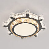 Modern Crystal Led Flush Mount Ceiling Light In Stainless-Steel For Corridors / Third Gear D