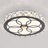 Modern Crystal Led Flush Mount Ceiling Light In Stainless-Steel For Corridors / Third Gear C