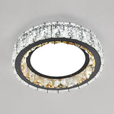 Modern Crystal Led Flush Mount Ceiling Light In Stainless-Steel For Corridors / White B