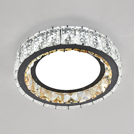 Modern Crystal Led Flush Mount Ceiling Light In Stainless-Steel For Corridors / White B