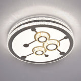 Sleek Stainless-Steel Drum Led Flush Mount Light With Crystal Accent Perfect For Bedrooms / Third
