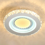 Modern Led Crystal Stainless-Steel Flushmount Ceiling Light - Circle Shape / Leaf