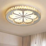Contemporary Crystal Led Bedroom Ceiling Light In Stainless-Steel Flush Mount
