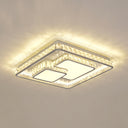Simplicity Geometric Led Ceiling Light With Crystal Accents In Stainless Steel For Bedrooms