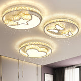 Simplicity Geometric Led Ceiling Light With Crystal Accents In Stainless Steel For Bedrooms