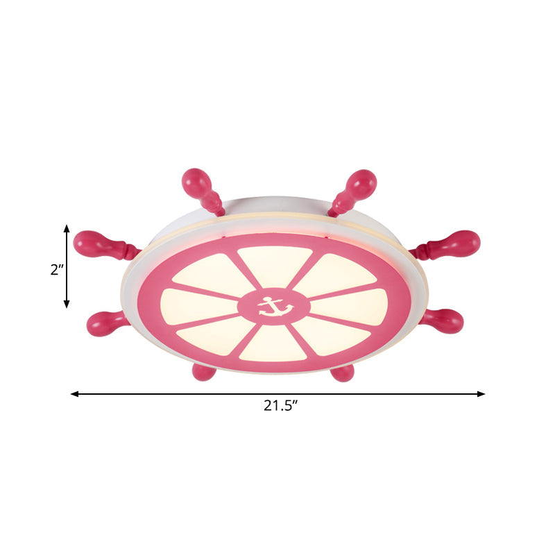 Childrens Room Led Acrylic Flushmount Lamp - Pink Rudder Design Modernist Style