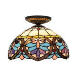 Victorian Flower Cut Glass Brass Ceiling Light With Globe/Dome Shade - 8.5/12W Flush Mount Fixture