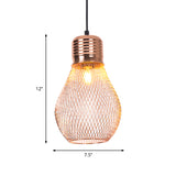 Rose Gold Vintage Bulb Cage Suspension Pendant Light For Restaurants