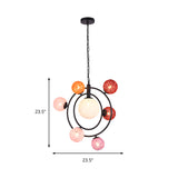 Orbit Glass Pendant Chandelier - Modern 4/7-Light Ceiling Fixture With Hanging Ring (Black/White)