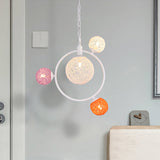 Orbit Glass Pendant Chandelier - Modern 4/7-Light Ceiling Fixture With Hanging Ring (Black/White)