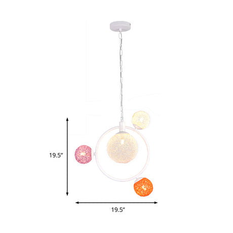 Orbit Glass Pendant Chandelier - Modern 4/7-Light Ceiling Fixture With Hanging Ring (Black/White)