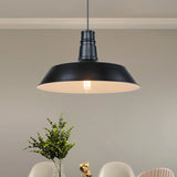 Vintage Barn Pendant Lamp - 10/14 Size 1 Bulb Aluminum Ceiling Fixture In Black/White/Red For Dining