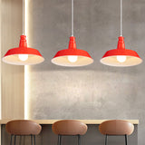 Vintage Barn Pendant Lamp - 10/14 Size 1 Bulb Aluminum Ceiling Fixture In Black/White/Red For Dining