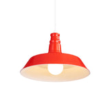 Vintage Barn Pendant Lamp - 10/14 Size 1 Bulb Aluminum Ceiling Fixture In Black/White/Red For Dining