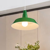 Vintage Barn Pendant Lamp - 10/14 Size 1 Bulb Aluminum Ceiling Fixture In Black/White/Red For Dining