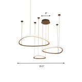 Sleek Acrylic Tiered Ceiling Chandelier With 3/4 Brown Pendant Heads In A Choice Of White Warm Or