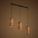 Rustic 3-Head Pendant Light With Rope Detail For Dining Room Ceiling