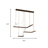 Contemporary 2/3/5-Head Chandelier Lamp - Brown Rectangle Suspension Light With Acrylic Shade In