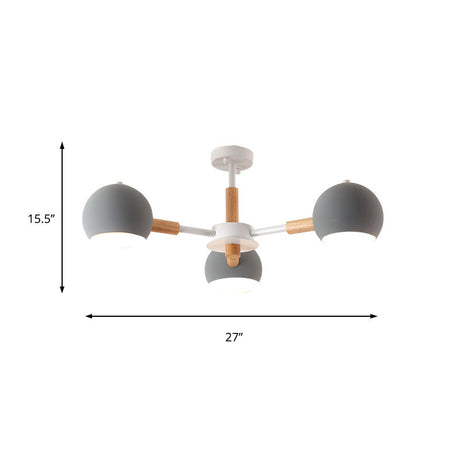 Modern Metal Ball Pendant Chandelier - Grey/White 3/6/8 Heads Living Room Ceiling Light
