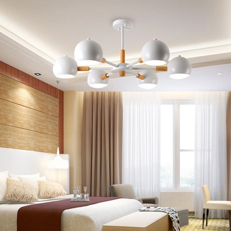 Modern Metal Ball Pendant Chandelier - Grey/White 3/6/8 Heads Living Room Ceiling Light