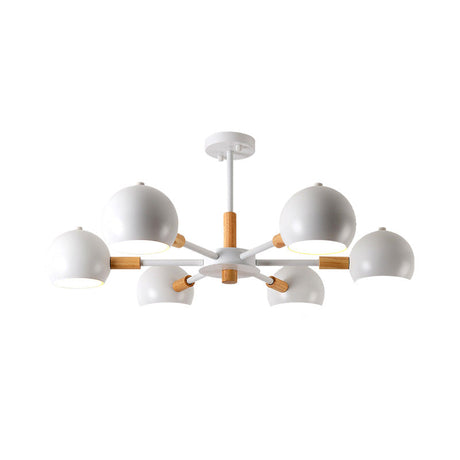 Modern Metal Ball Pendant Chandelier - Grey/White 3/6/8 Heads Living Room Ceiling Light