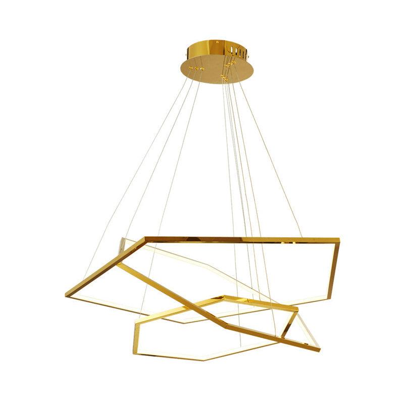 Modern 3-Tiered Led Hanging Chandelier With Minimalist Wood Acrylic Design Warm/Natural Light