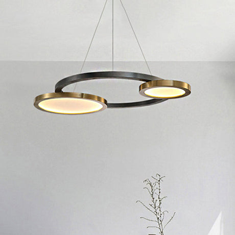 Modern Golden Orbit Metal Led Chandelier - Adjustable Hanging Light Fixture Gold