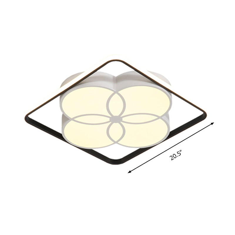 Modern White Acrylic Flower-Style Bedroom Flush Mount Ceiling Light With Warm/White Lighting
