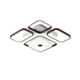 Contemporary Led Aluminum Flush Mount Bedroom Light - Square/Rectangular Frame Coffee White