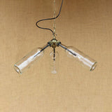 Industrial Glass Bottle Chandelier - 3-Light Hanging Ceiling Light With Pipe Design (Black/Clear)