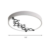Simple Iron Led Flushmount Bedroom Light 16/19.5 Round/Square Flush With Bubble Pattern White