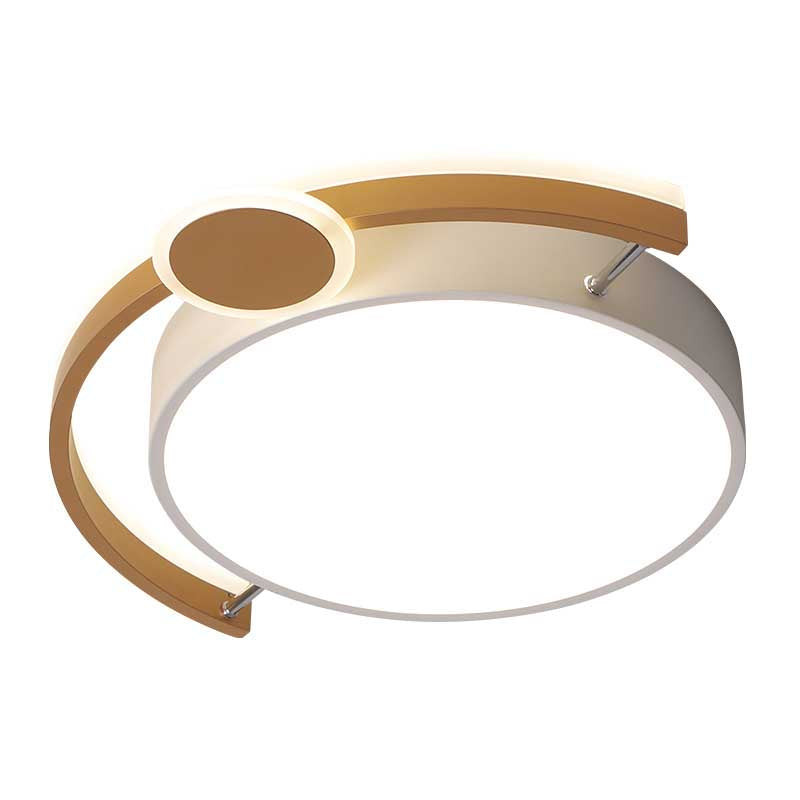 Sleek 16/19.5 Wide Led Flush Ceiling Light In Metallic Black/Gold For Bedroom White