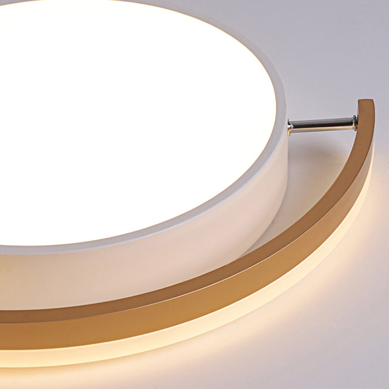 Sleek 16/19.5 Wide Led Flush Ceiling Light In Metallic Black/Gold For Bedroom White