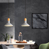 Grey Cement Funnel Pendant Light For Minimalist Dining Room - Single Bulb Suspension Fixture