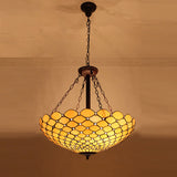 Tiffany-Style Stained Glass Pendant Ceiling Light - Bowl Shade Suspension Lighting Ginger