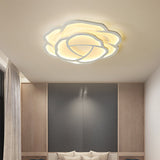Led Acrylic Shaded Rose Flush Mount Ceiling Lamp - Simplicity Bedroom Light (16/20.5) In Warm/White