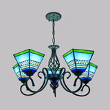 Stained Art Glass Pyramid Chandelier For Restaurants - Antique Inspired Ceiling Lighting Fixture 5 /