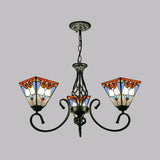 Stained Art Glass Pyramid Chandelier For Restaurants - Antique Inspired Ceiling Lighting Fixture 3 /