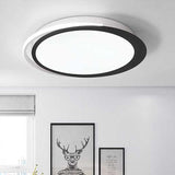 Modern Led Flush Mount Ceiling Light In Black And White With Warm/White/Natural Lighting Options -