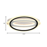 Oval Led Ceiling Flush Mount - 16.5/19.5/23.5 Wide Black & White Acrylic Bedroom Light In